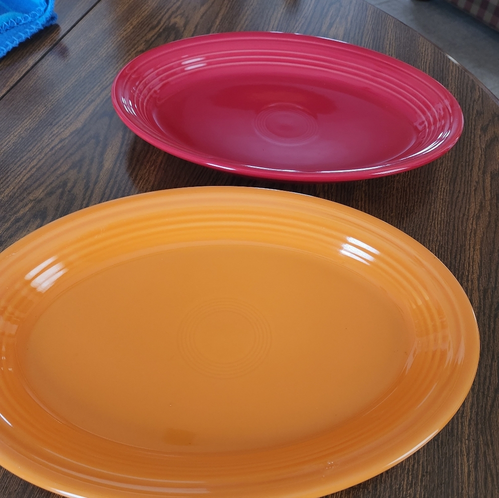 Two FiestaWare Serving Platters Scarlet & Orange - Picture 4 of 4